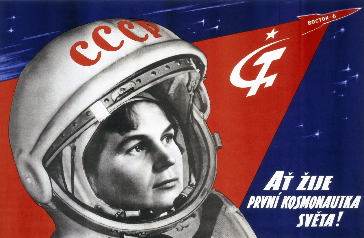 Retrato da cosmonauta russa Valentina Vladimirovna Terechkova (nascida em 1937), primeira mulher no espaço em 16 de junho de 1963 de Unbekannt