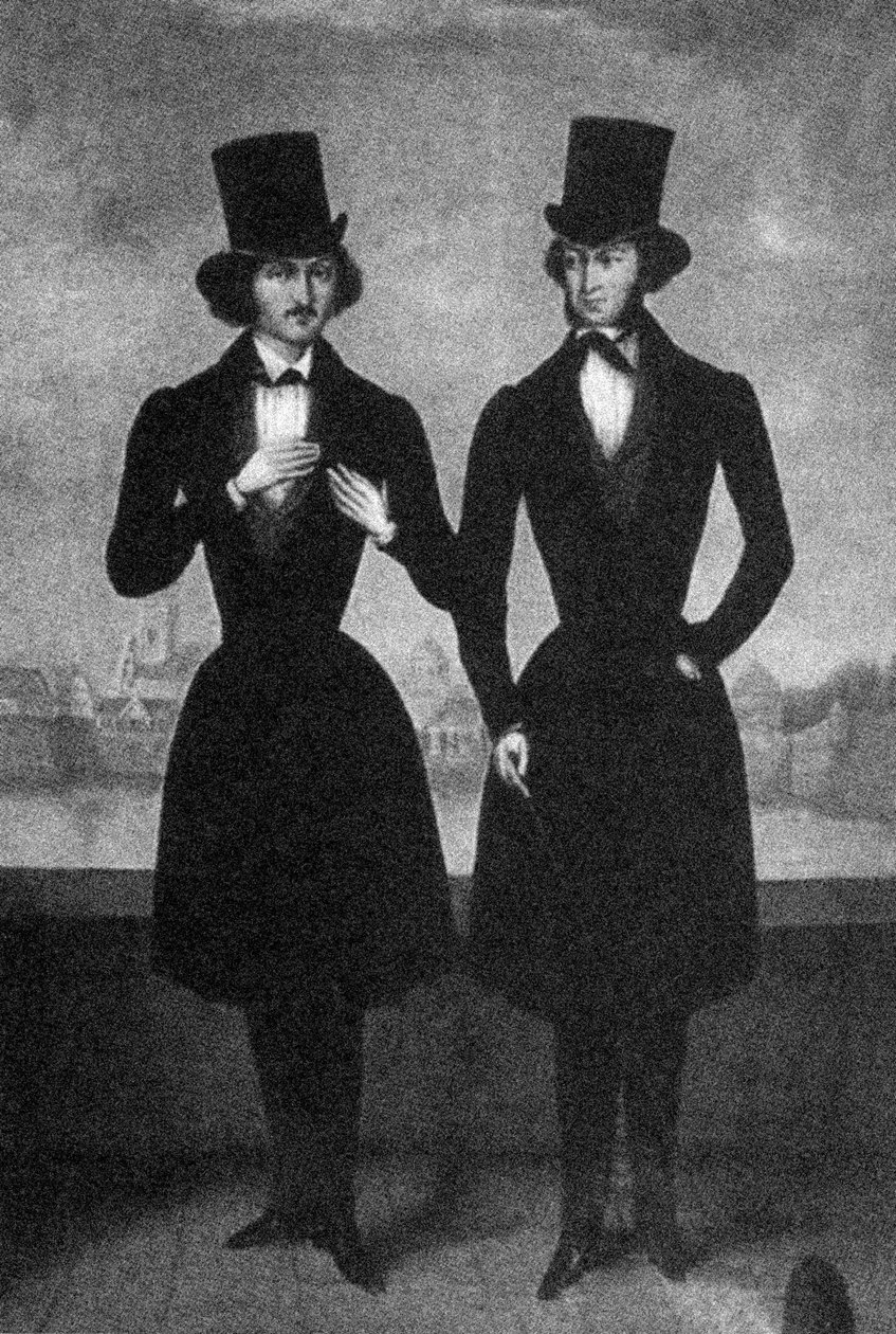 Retrato de Alexander Pushkin e Nikolai Gogol, primeiro trimestre do século XIX. de Unbekannt