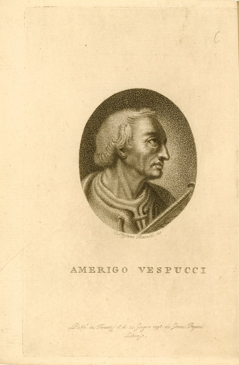 Retrato de Amerigo Vespucci, 1798. de Unbekannt