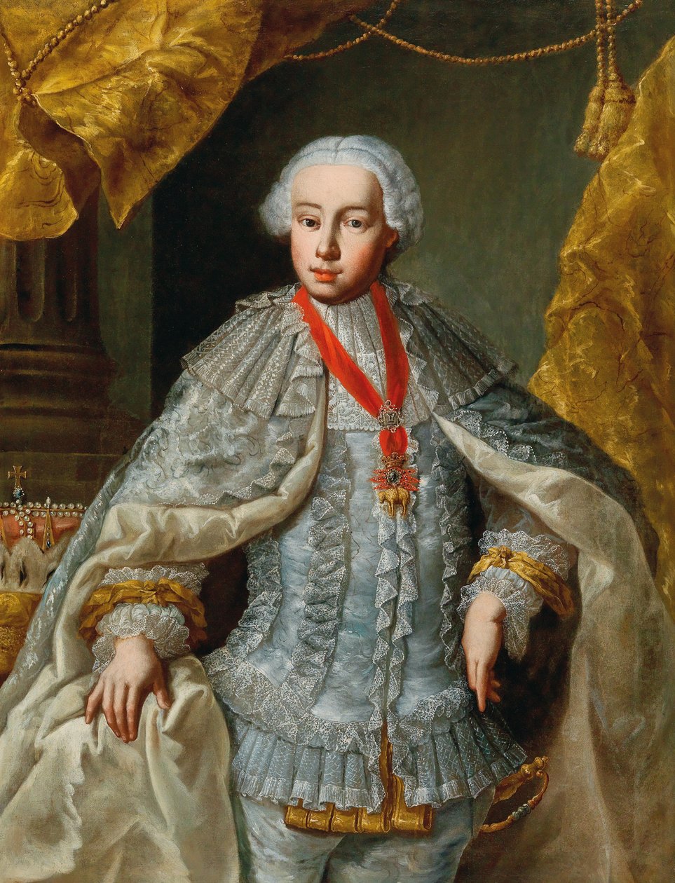 Retrato do futuro imperador do arquiduque Leopoldo Leopoldo II em vestido de noiva, ca 1764-1765. de Unbekannt