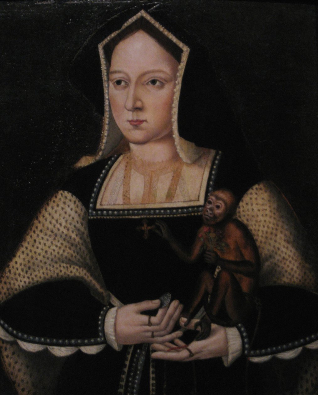 Retrato de Catarina de Aragão, com seu macaco de estimação Copiar Depois de Lucas Horenbout, ca 1530 de Unbekannt