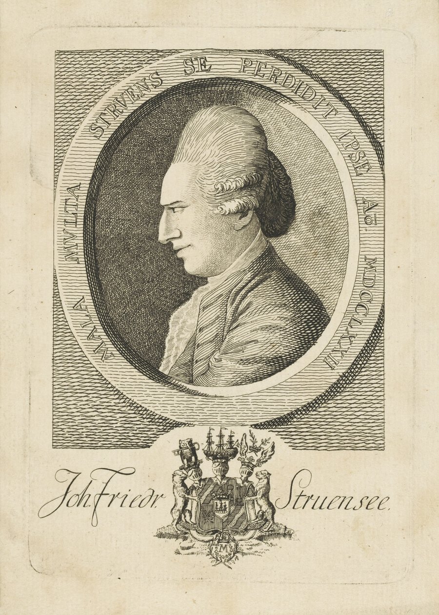 Retrato do conde Johann Friedrich Struensee 1737-1772, 1773. de Unbekannt