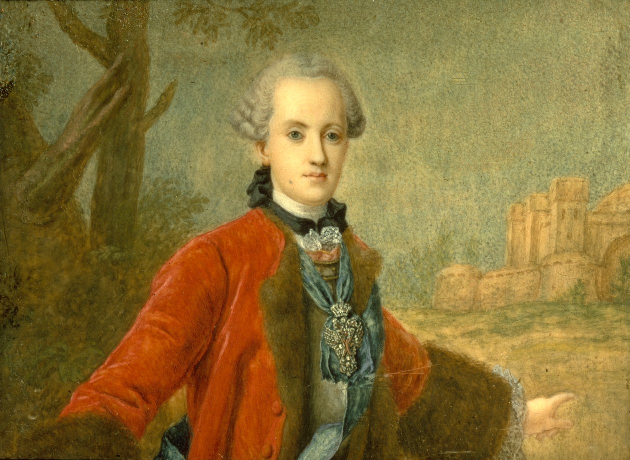 Retrato do conde Kirill Razumovsky 1728-1803, o último Hetman da Ucrânia, em meados do século XVIII. de Unbekannt