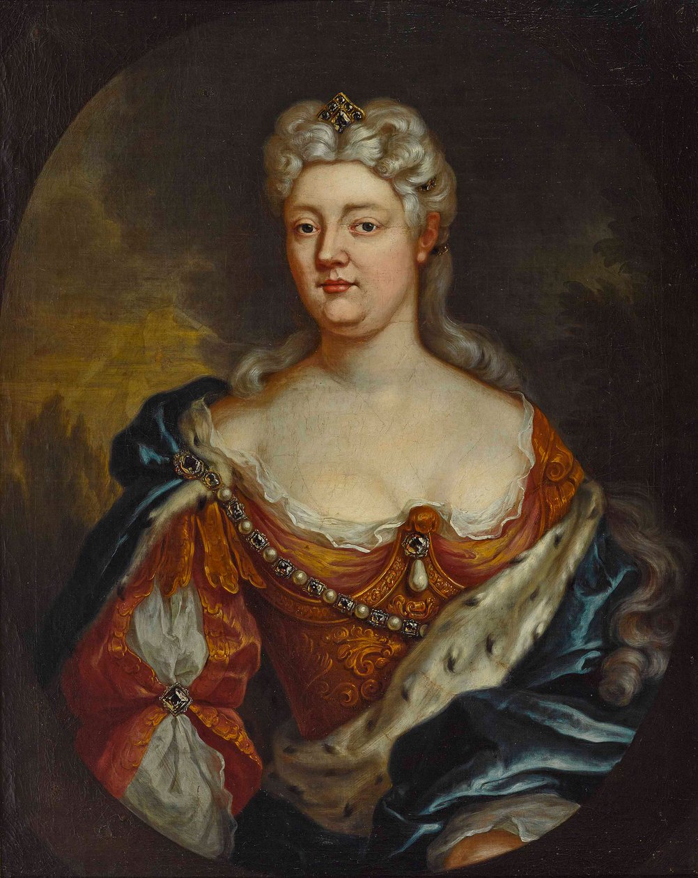 Retrato da condessa Caroline de Nassau-Saarbrücken 1704-1774, c. 1725 de Unbekannt