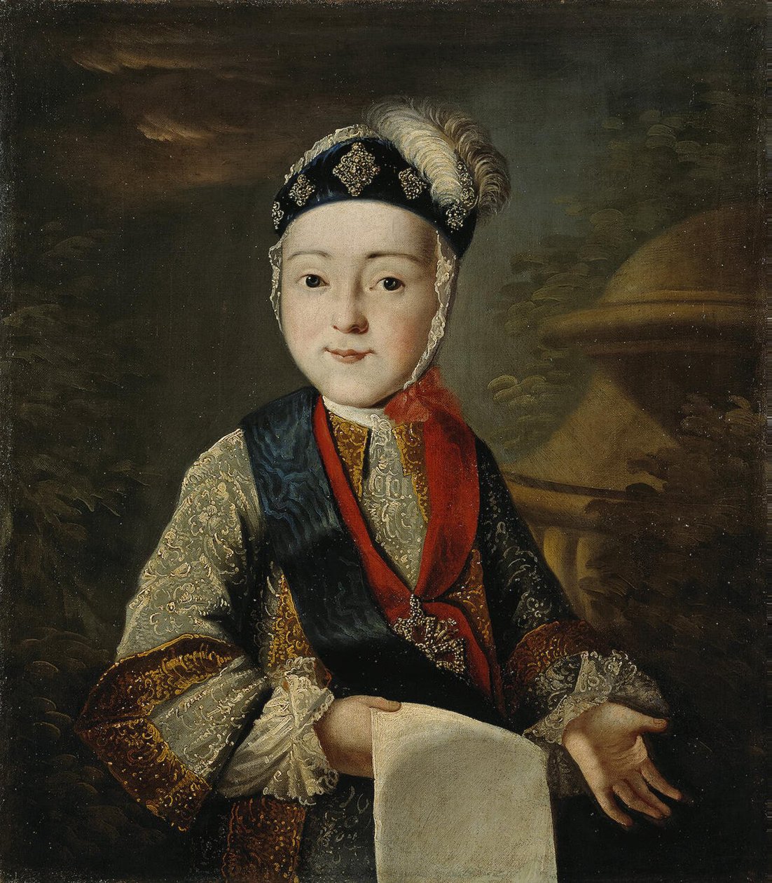 Retrato do grão-duque Pavel Petrovich 1754-1801 quando criança, meados do século XVIII. de Unbekannt