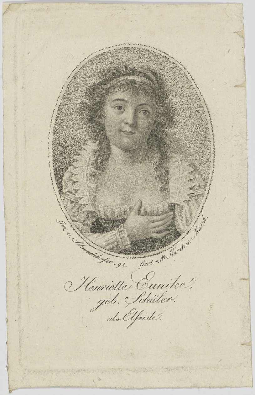 Retrato de Henriette Hendel-Schütz, née Schüler 1772-1849 como Elfride, 1794. de Unbekannt