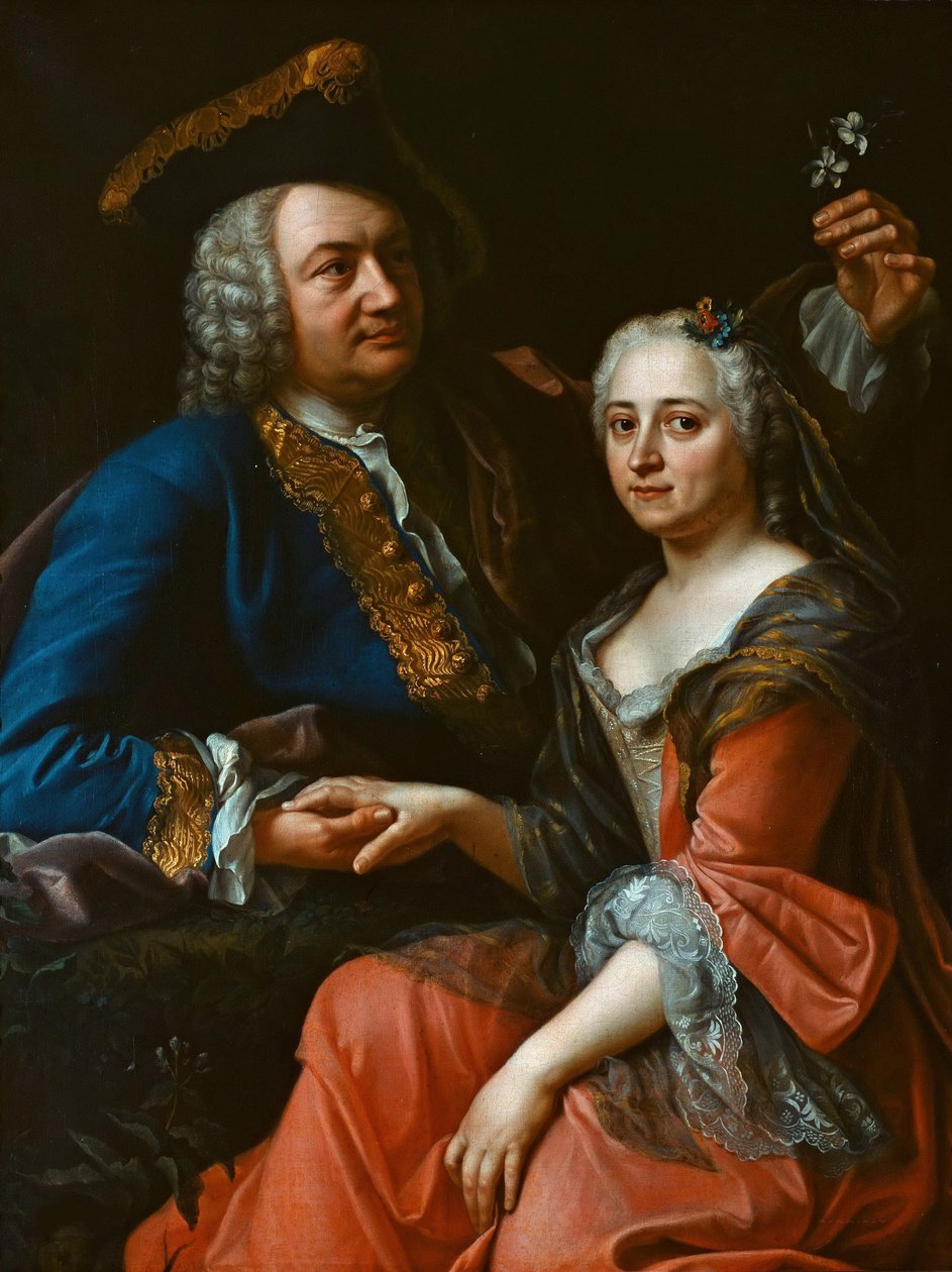 Retrato de Johann Christoph Gottsched 1700-1766 com sua esposa Luise, c.1750. de Unbekannt