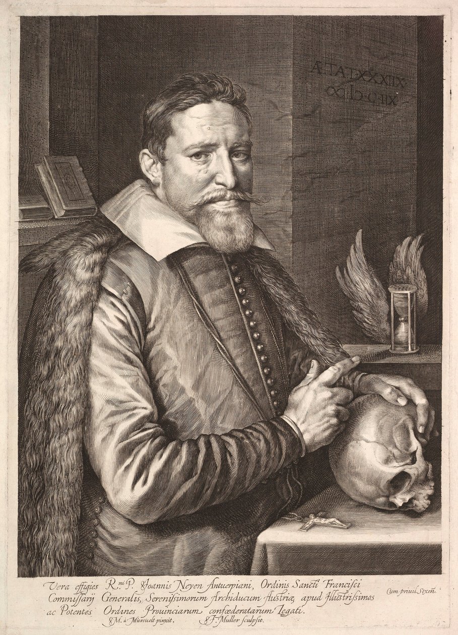 Retrato de Johannes Neyen, General da Ordem dos Frades Franciscanos, Embaixador em Trier, 1608. de Unbekannt