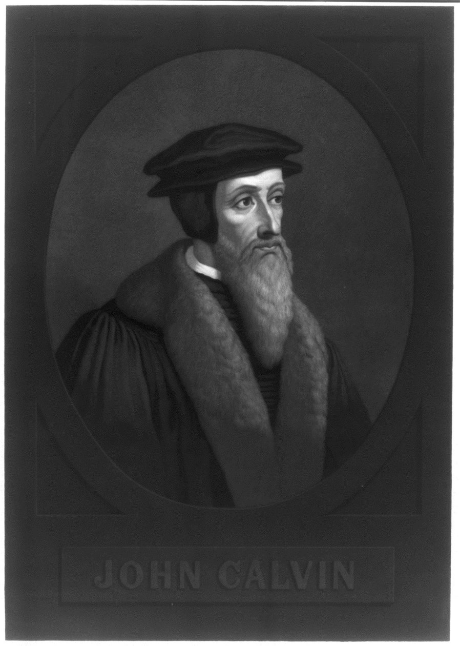 Retrato de John Calvin 1509-1564, início do século XIX. de Unbekannt