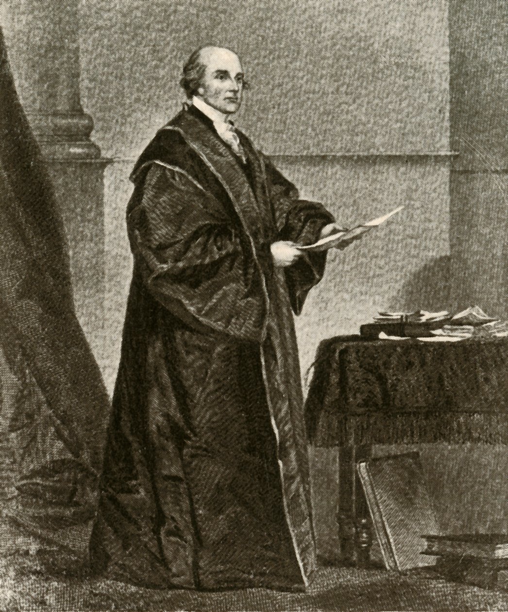 Retrato de John Jay em suas vestes como Primeiro Chefe de Justiça dos Estados Unidos, c1780, 1937. de Unbekannt