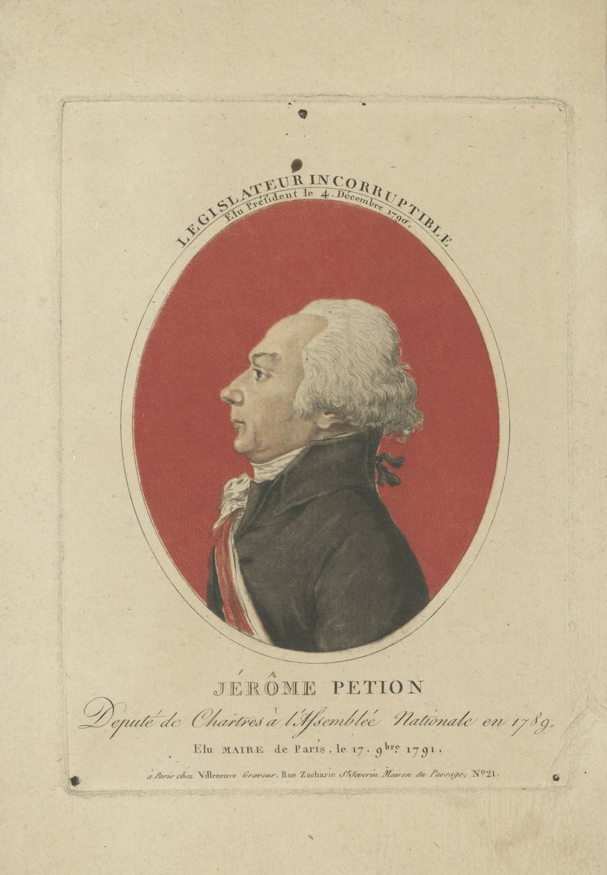 Retrato de Jerônimo Petião de Villeneuve 1756-1794, c. 1800. de Unbekannt