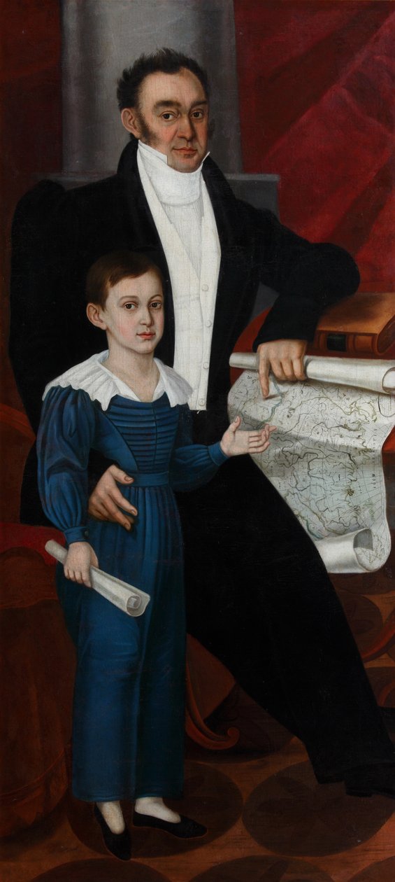 Retrato de Konstantin Rogal-Levitsky com Filho Philipp, c. 1830 de Unbekannt