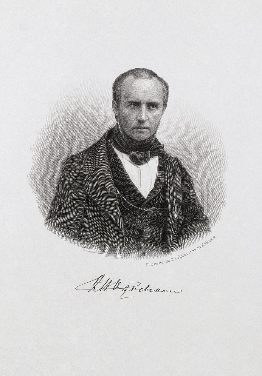 Retrato do príncipe Vladimir Fyodorovich Odoyevsky 1803-1869, c. 1874 de Unbekannt
