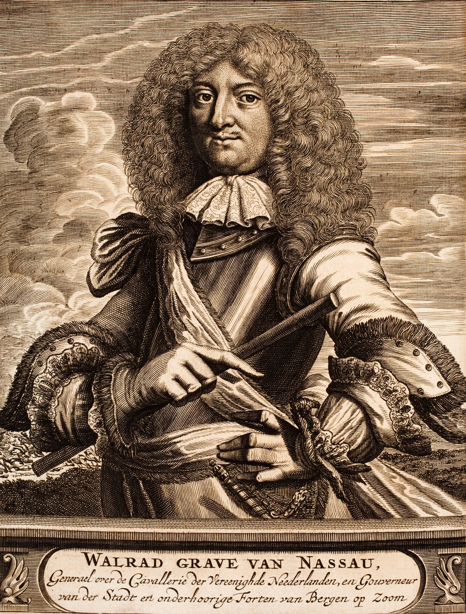 Retrato do príncipe Walrad de Nassau-Usingen 1635-1702 De: local da guerra, 1675. de Unbekannt