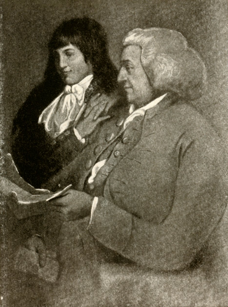 Retrato de Samuel Shoemaker, em bobwig, e seu filho, 1789, 1937. de Unbekannt