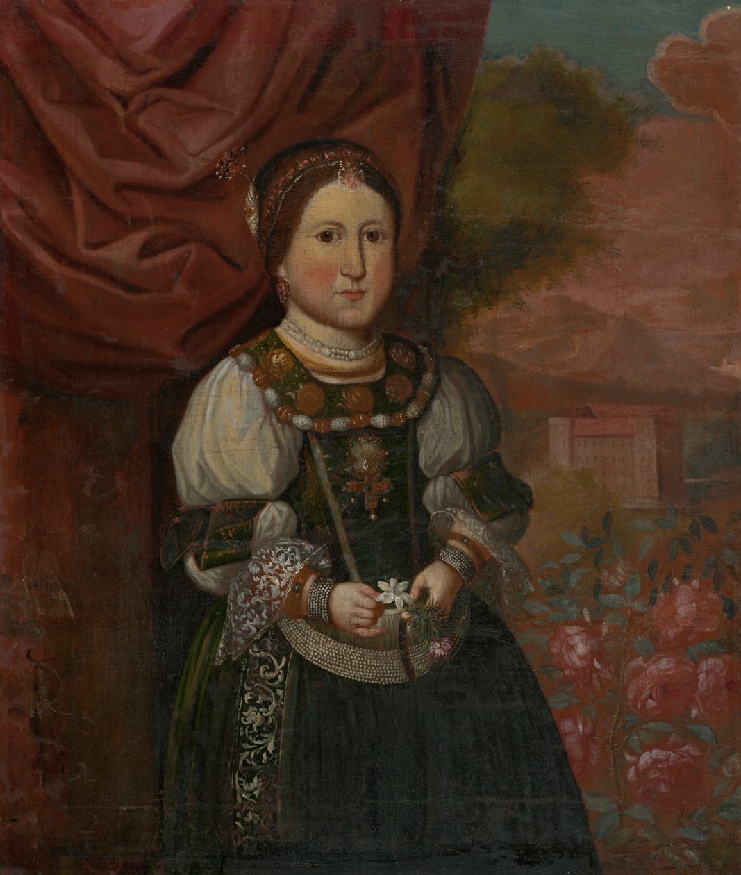 Retrato de uma menina em uma paisagem de Unbekannt