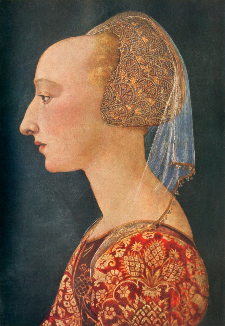 Retrato de uma dama de vermelho, 1460-1470, 1934. de Unbekannt