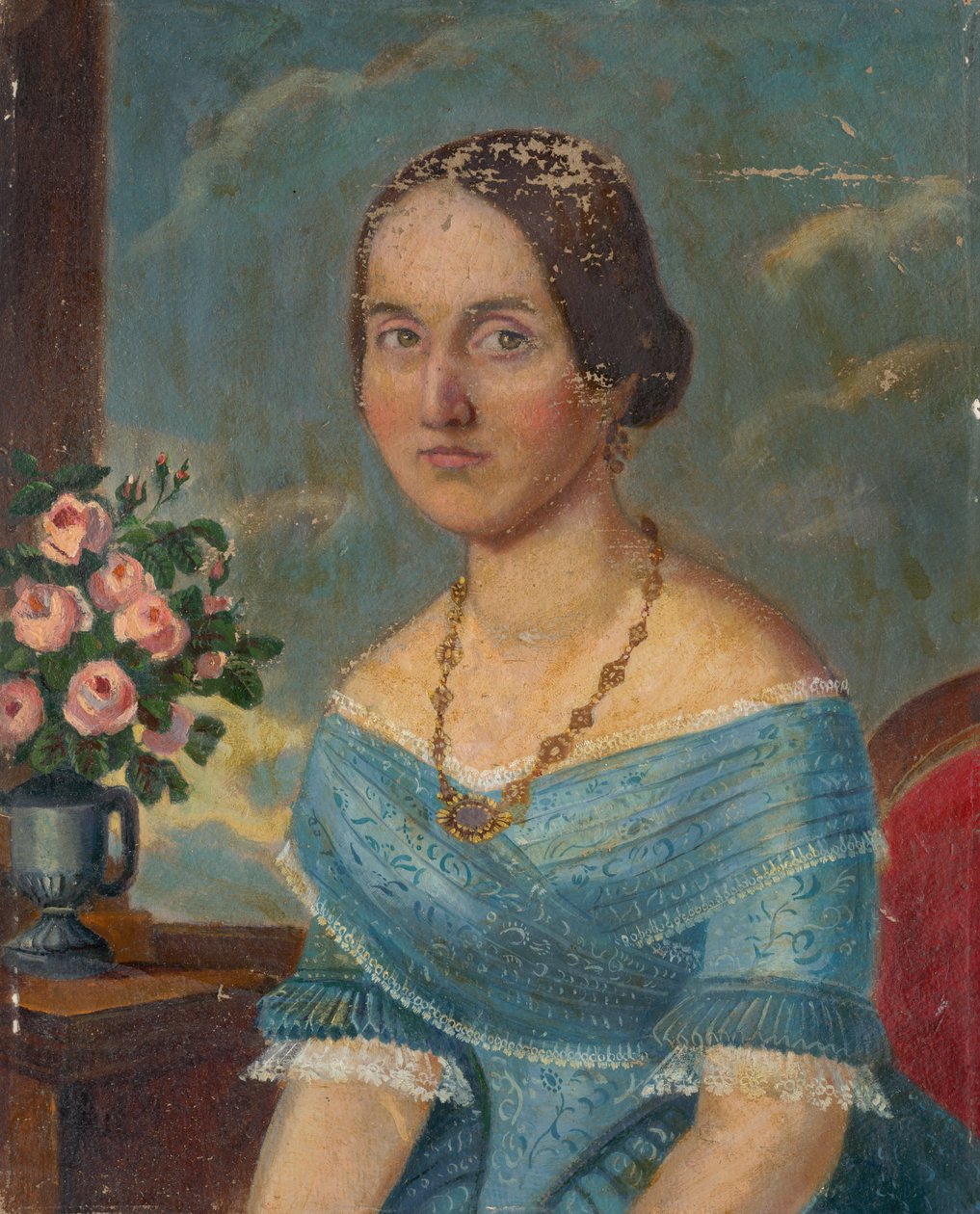 Retrato de uma senhora com um colar de Unbekannt