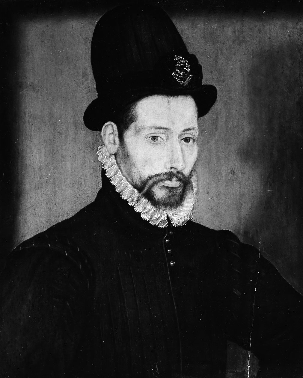 Retrato de um homem com um chapéu alto. de Unbekannt