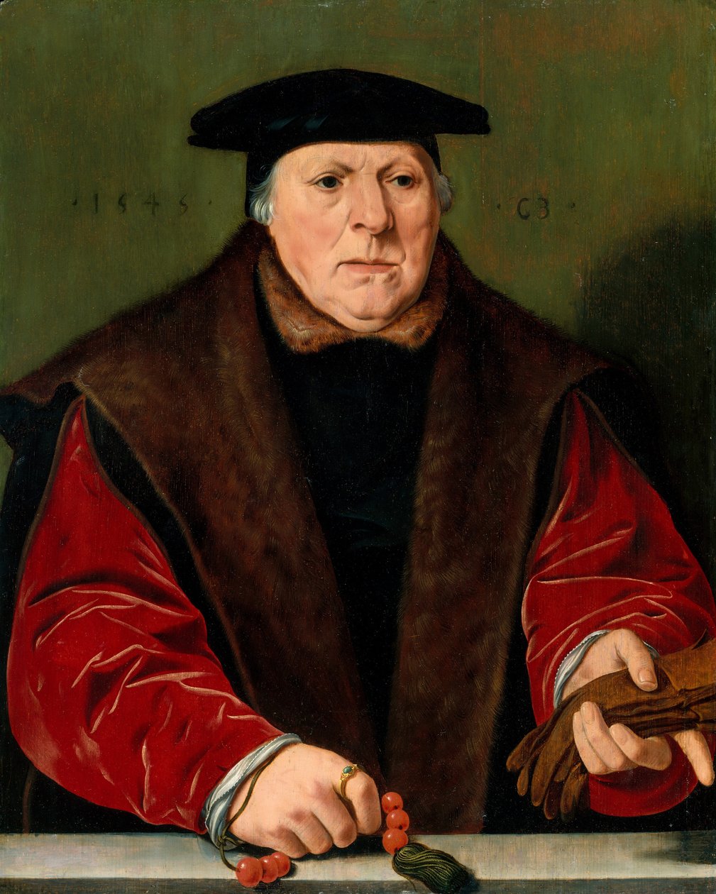 Retrato de um homem com um rosário, 1545. de Unbekannt
