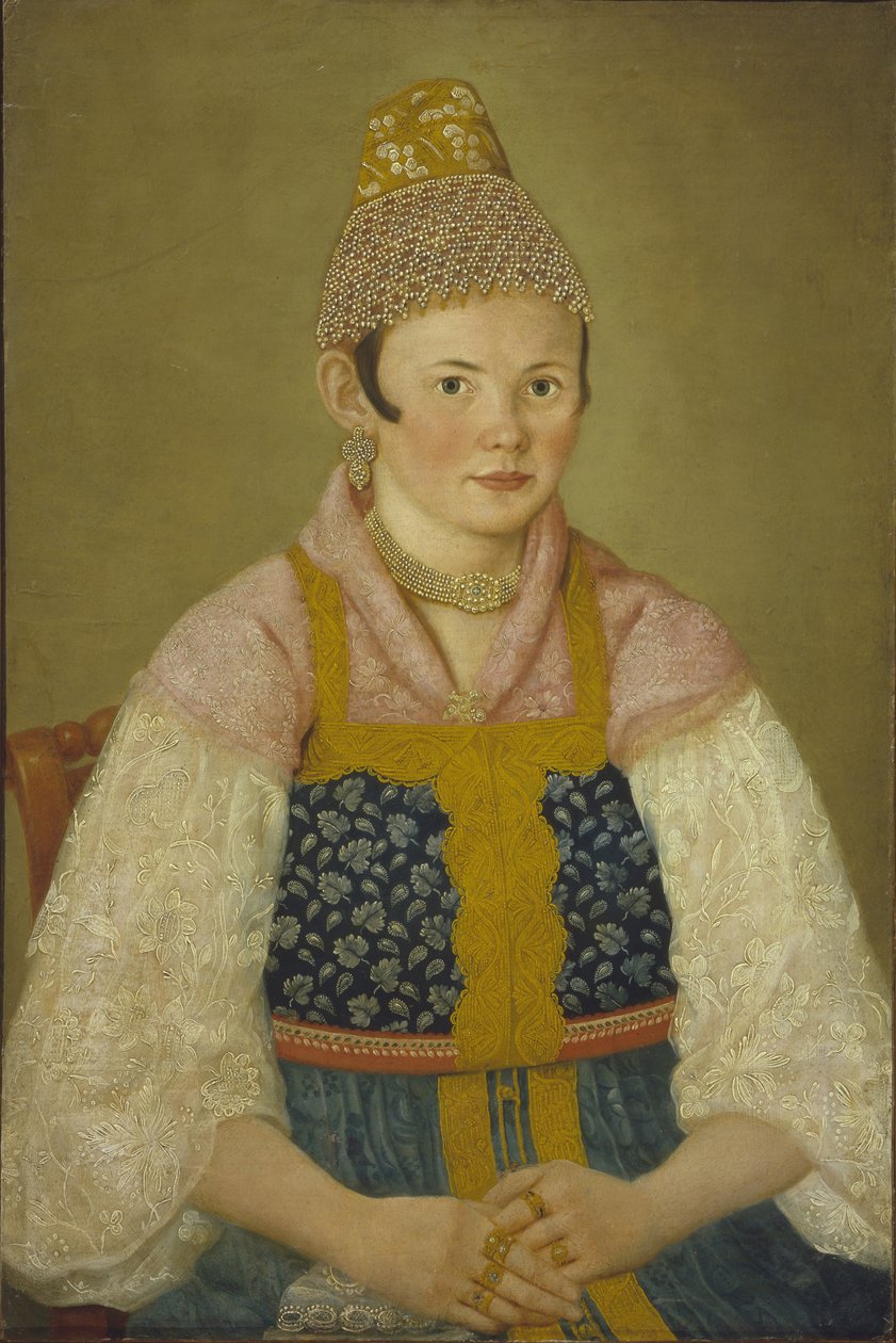 Retrato de uma mulher mercante em Kokoshnik Kabluchok de Unbekannt