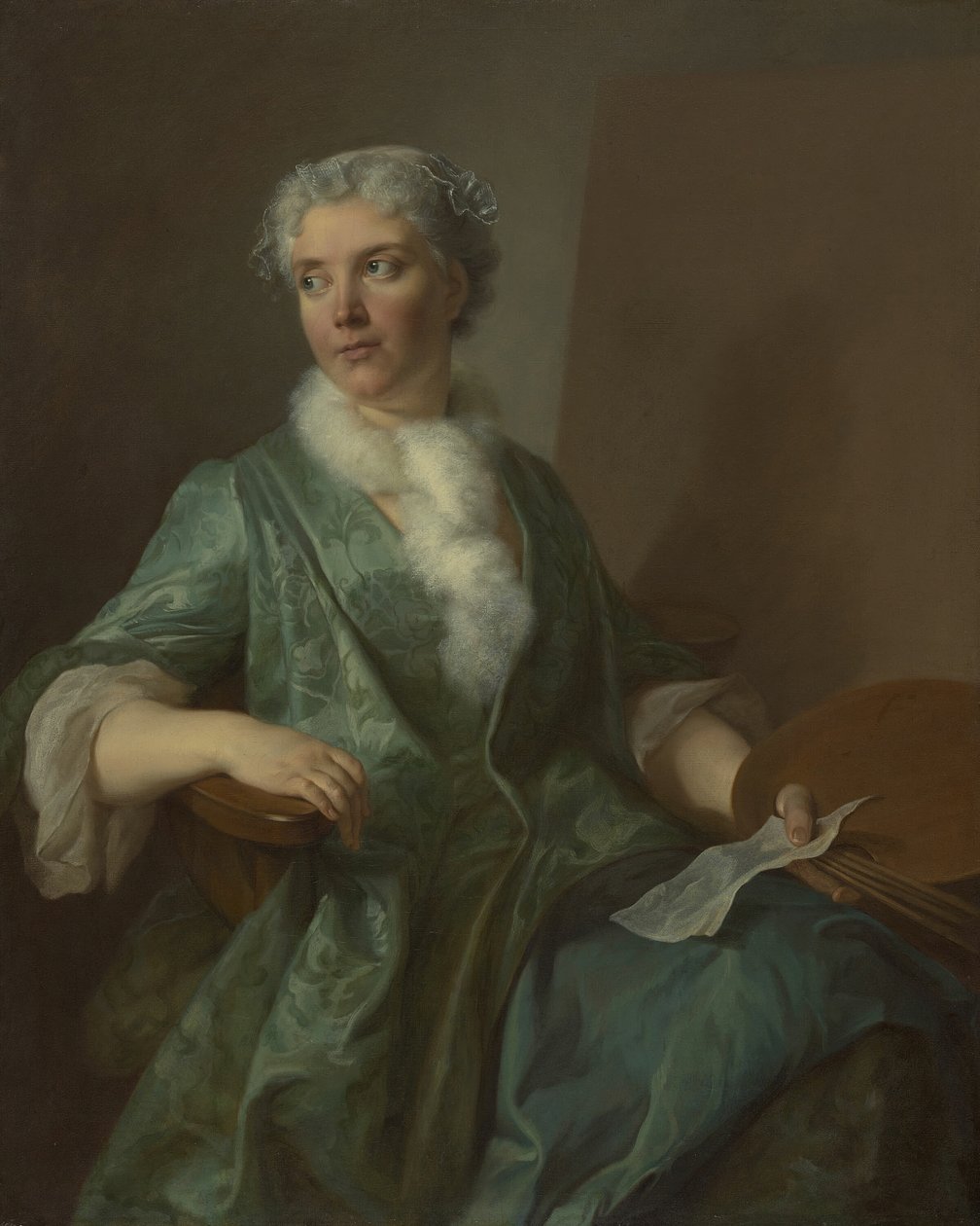 Retrato de uma mulher artista, c. 1735. de Unbekannt