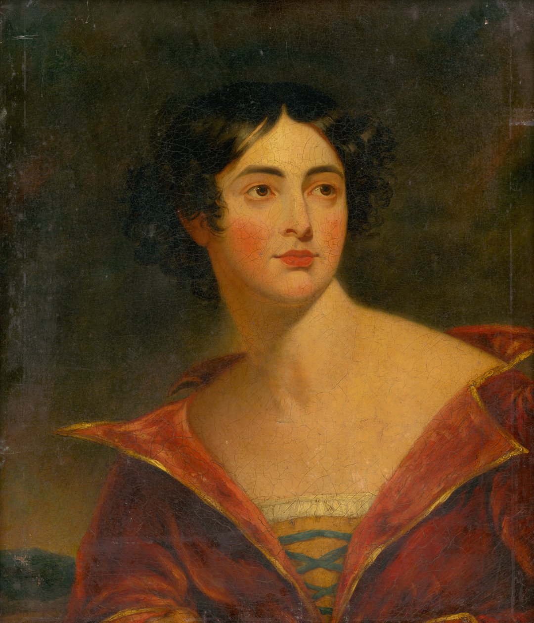 Retrato de uma mulher de vestido vermelho de Unbekannt