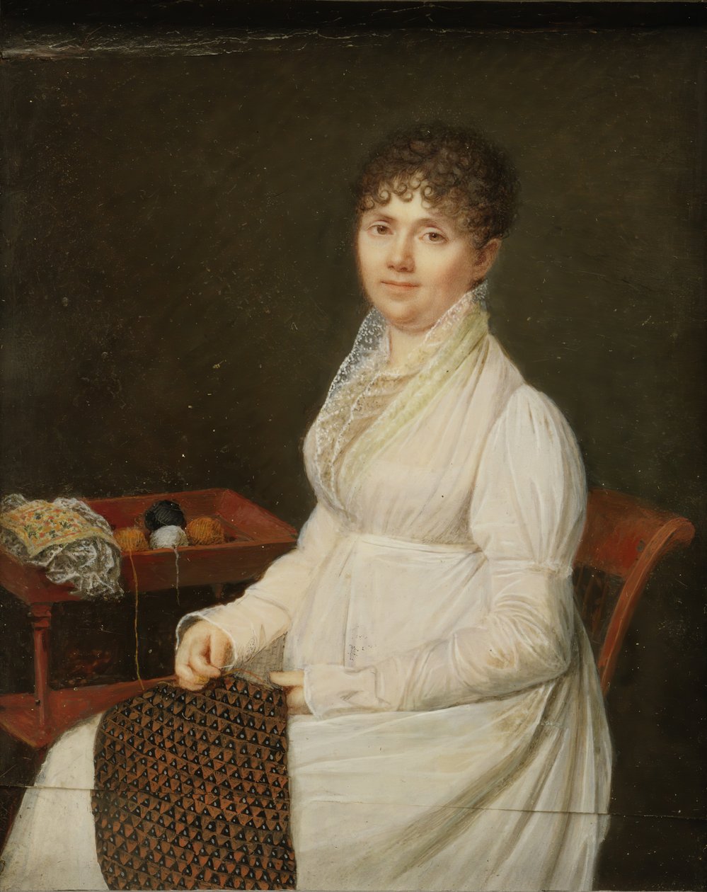 Retrato de uma mulher com trabalho de tapeçaria. de Unbekannt