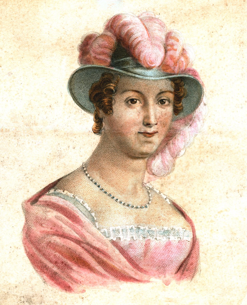Retrato de uma mulher com um chapéu de penas, c1750-1850 de Unbekannt