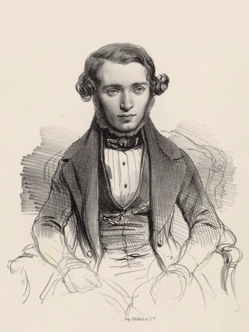 Retrato do pianista e compositor Jacob Rosenhain 1813-1894, 1845. de Unbekannt