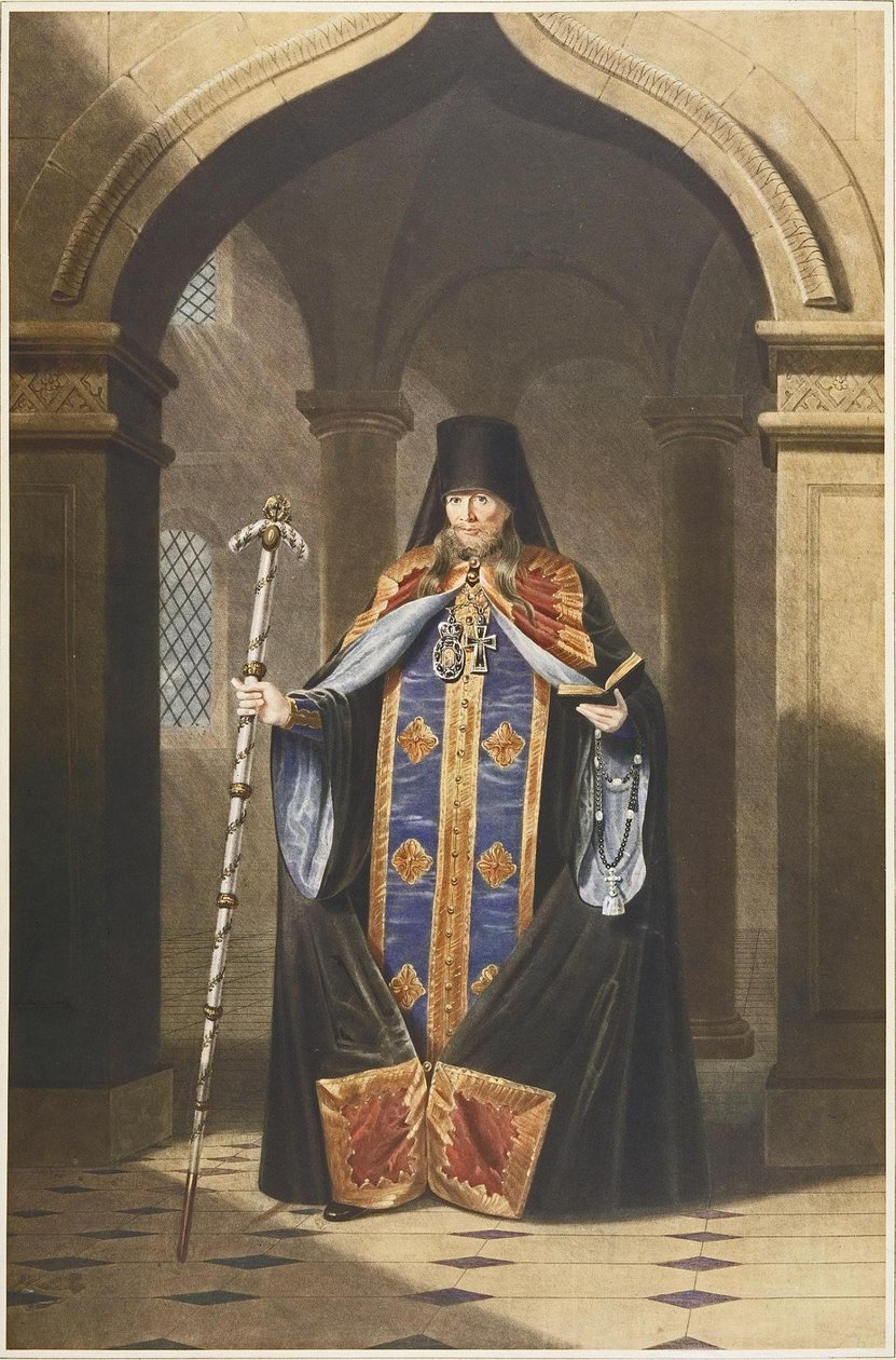 Retrato do arquimandrita Photius da Rússia 17921838, década de 1820 de Unbekannt
