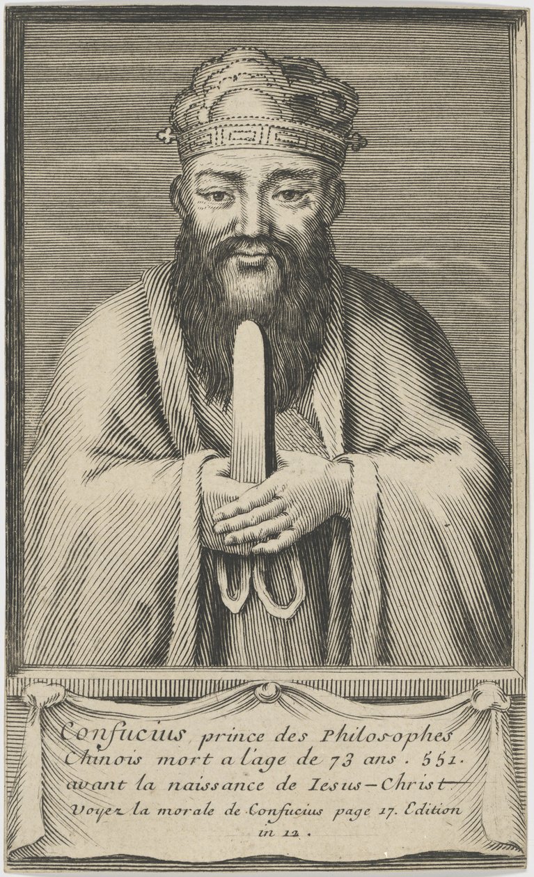 Retrato do pensador chinês e filósofo social Confúcio, entre 1745 e 1755. de Unbekannt