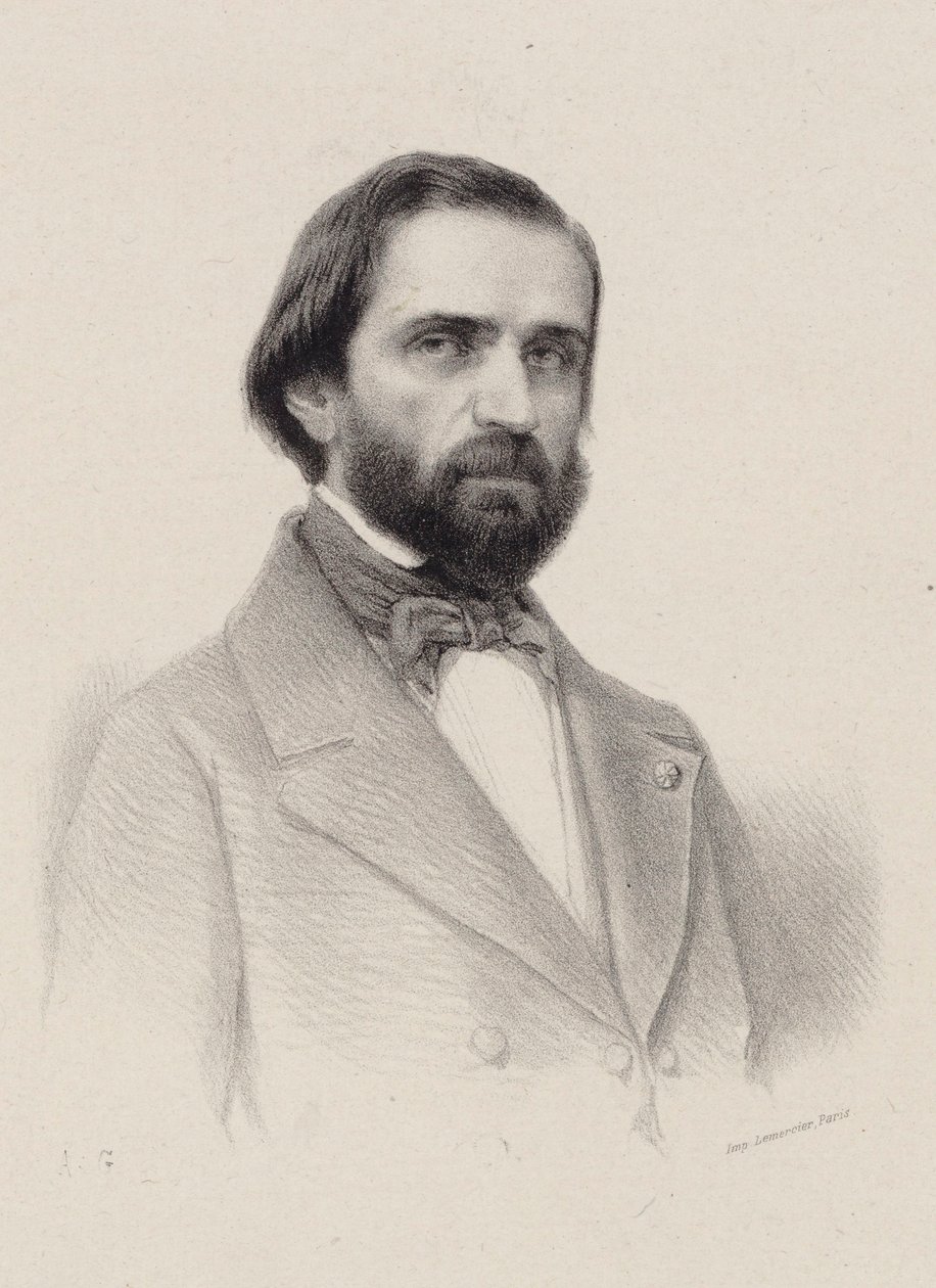 Retrato do compositor Giuseppe Verdi 1813-1901, c. 1850. de Unbekannt