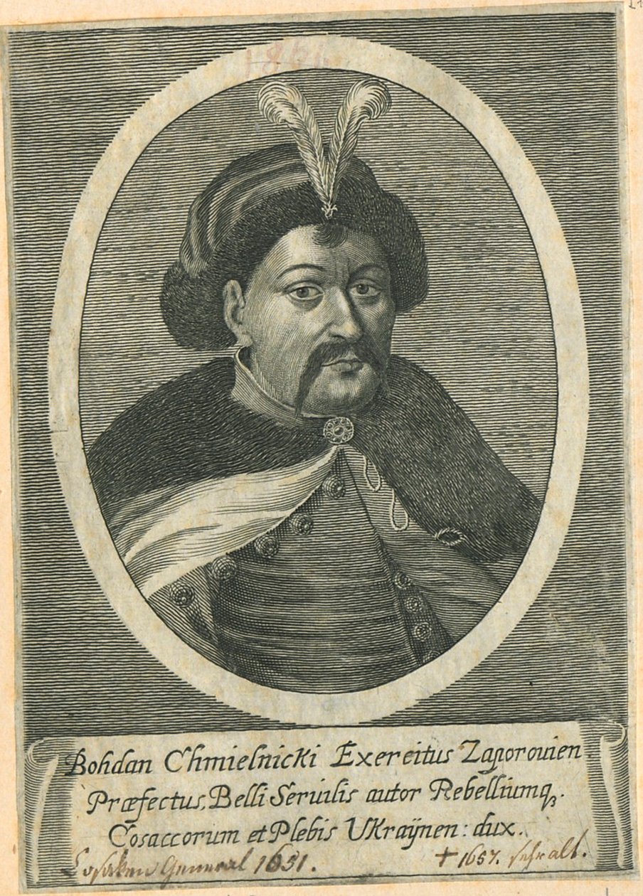 Retrato do cossaco Hetman da Ucrânia Bohdan Khmelnytsky 1595-1657 de Unbekannt