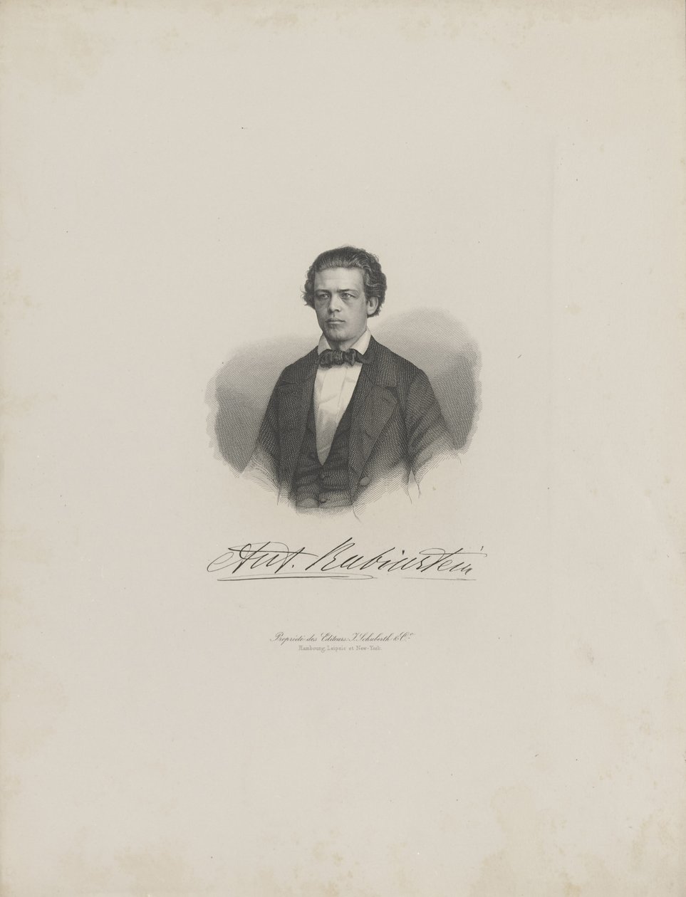 Retrato do compositor Anton Rubinstein 1829-1894, c. 1850 de Unbekannt