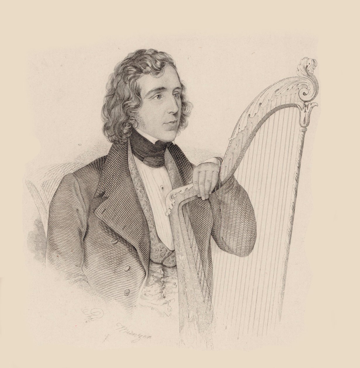 Retrato do harpista e compositor Elias Parish Alvars 1808-1849, 1830. de Unbekannt