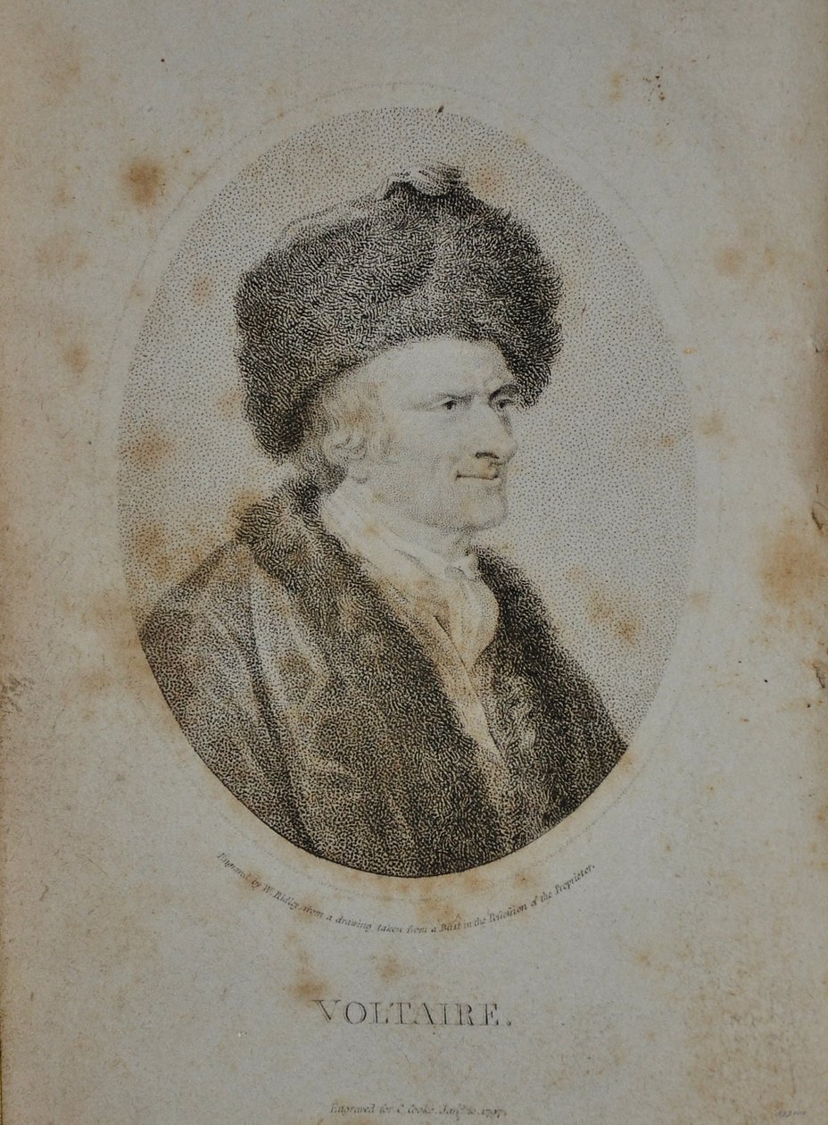 Retrato do escritor, ensaísta e filósofo François Marie Arouet de Voltaire 1694-1778, 1798 de Unbekannt