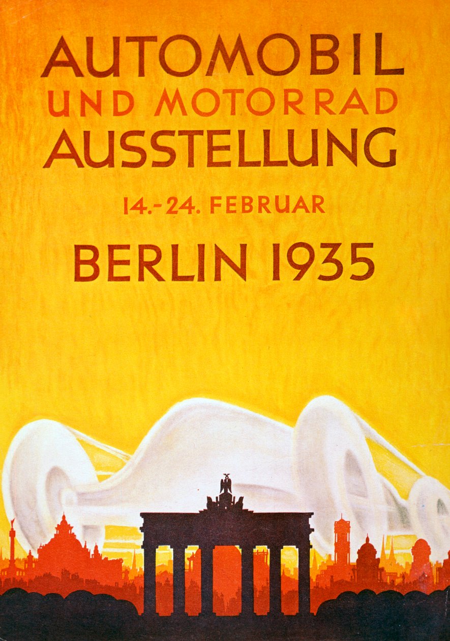 Cartaz publicitário da Exposição de Automóveis e Motocicletas em Berlim, fevereiro de 1935 de Unbekannt