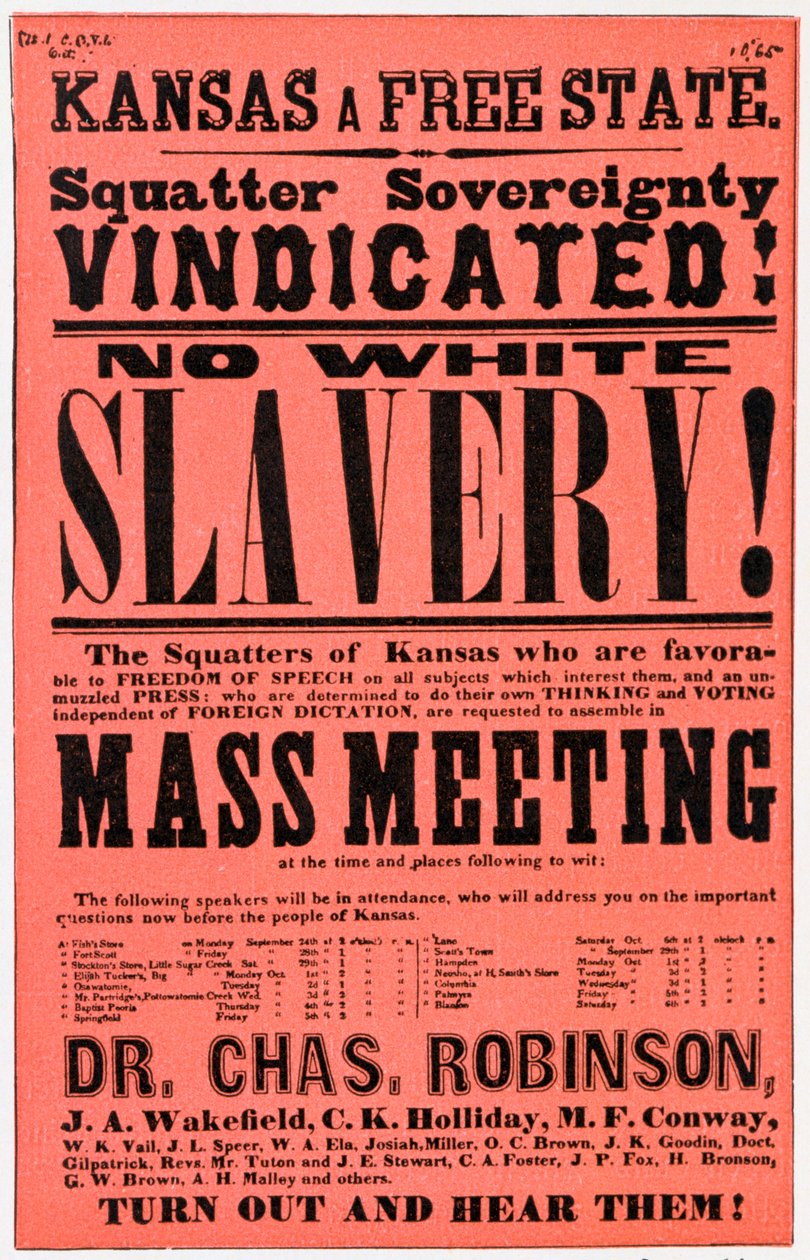 Cartaz contra a escravidão no Kansas, século XIX de Unbekannt