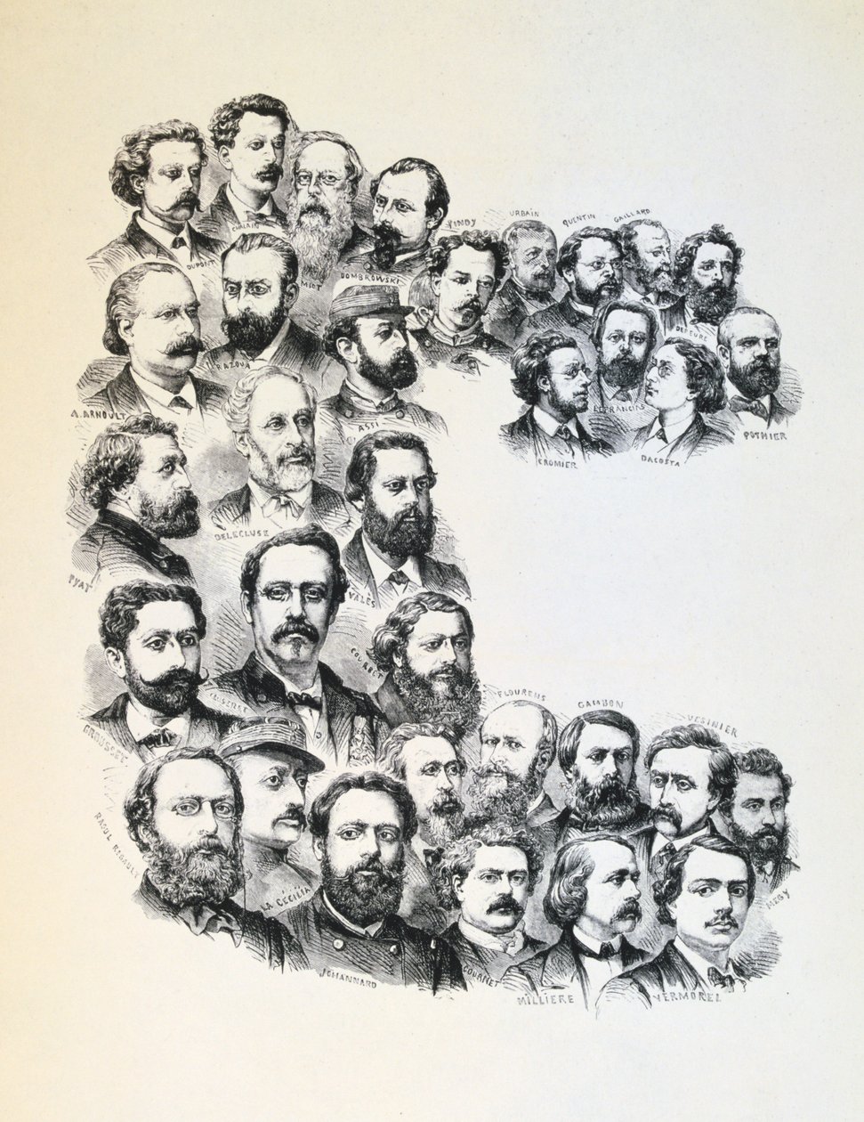 Cartaz com retratos dos comunistas, Paris Commune, 1871. de Unbekannt