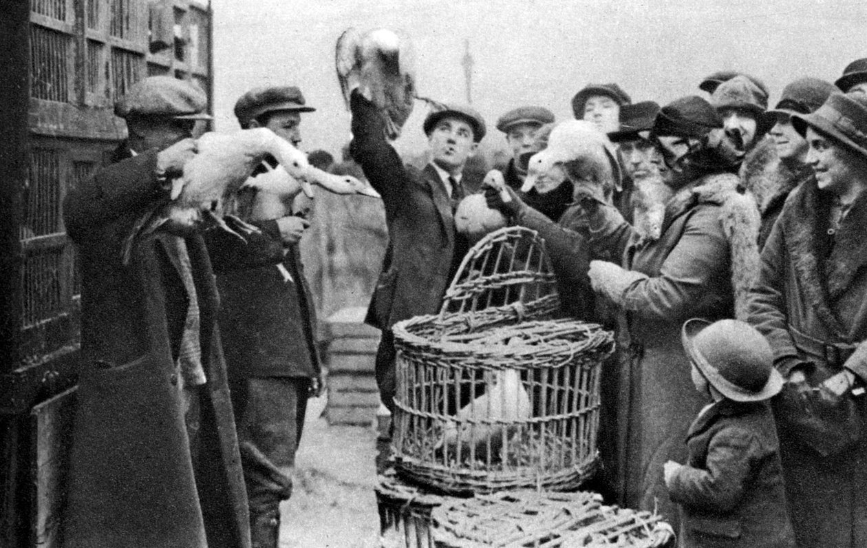 Comerciantes de aves de capoeira, Caledonian Market, Londres, 1926-1927 de Unbekannt