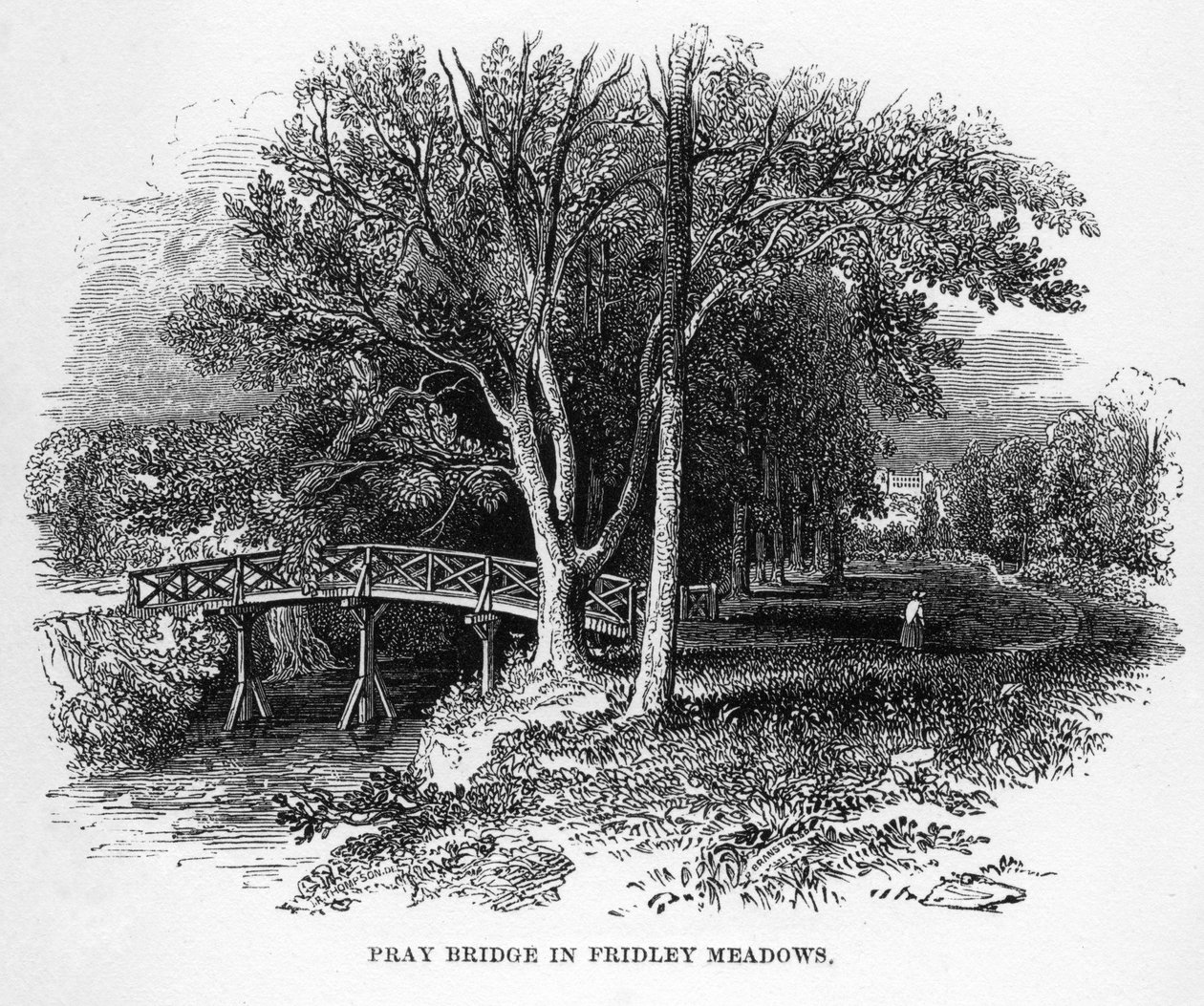 Rezar a ponte em Fridley Meadows, Surrey, século XIX de Unbekannt