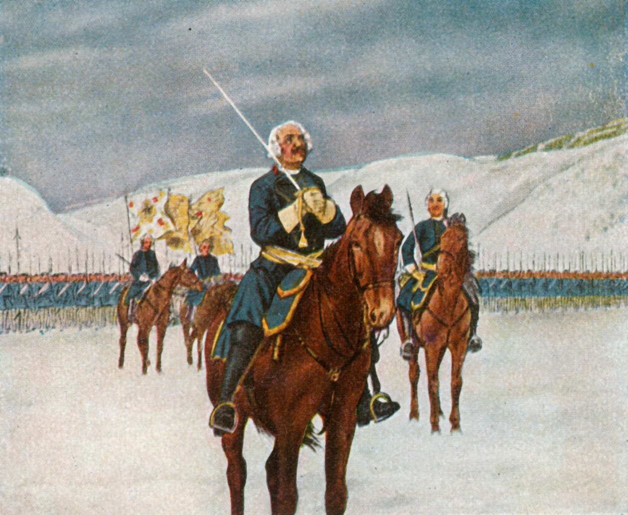 Oração do Velho Dessauer antes da Batalha de Kesselsdorf, 15 de dezembro de 1745, 1936. de Unbekannt