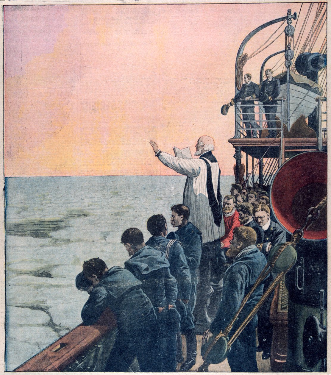 Orações na cena do naufrágio do Titanic, 1912 de Unbekannt
