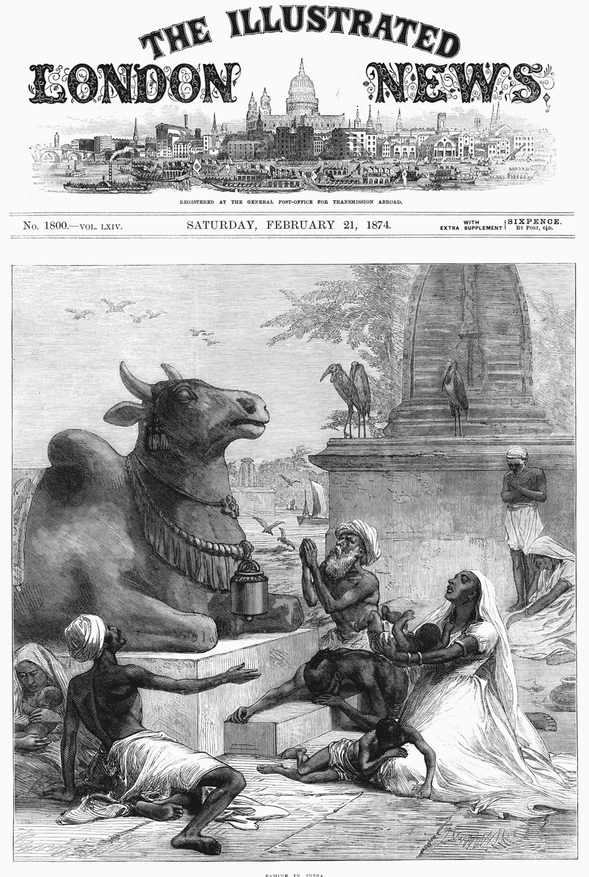 Orando a Nandi por alívio da fome, Bengala, Índia, 1874 de Unbekannt