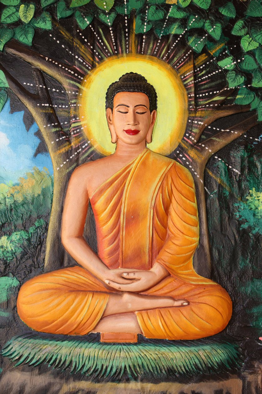 Mosteiro de Rath Preah Prom Prom. Vida do Buda. Meditação sobre uma flor de lótus. Siem Reap Camboja de Unbekannt