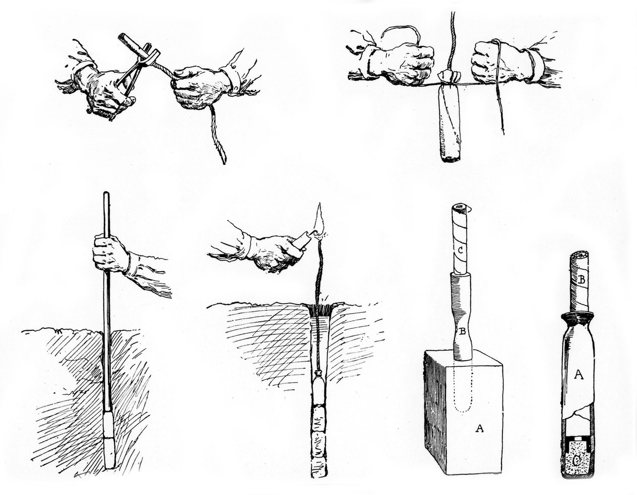 Preparando e estabelecendo uma taxa de Dynamite, Paris, 1890 de Unbekannt