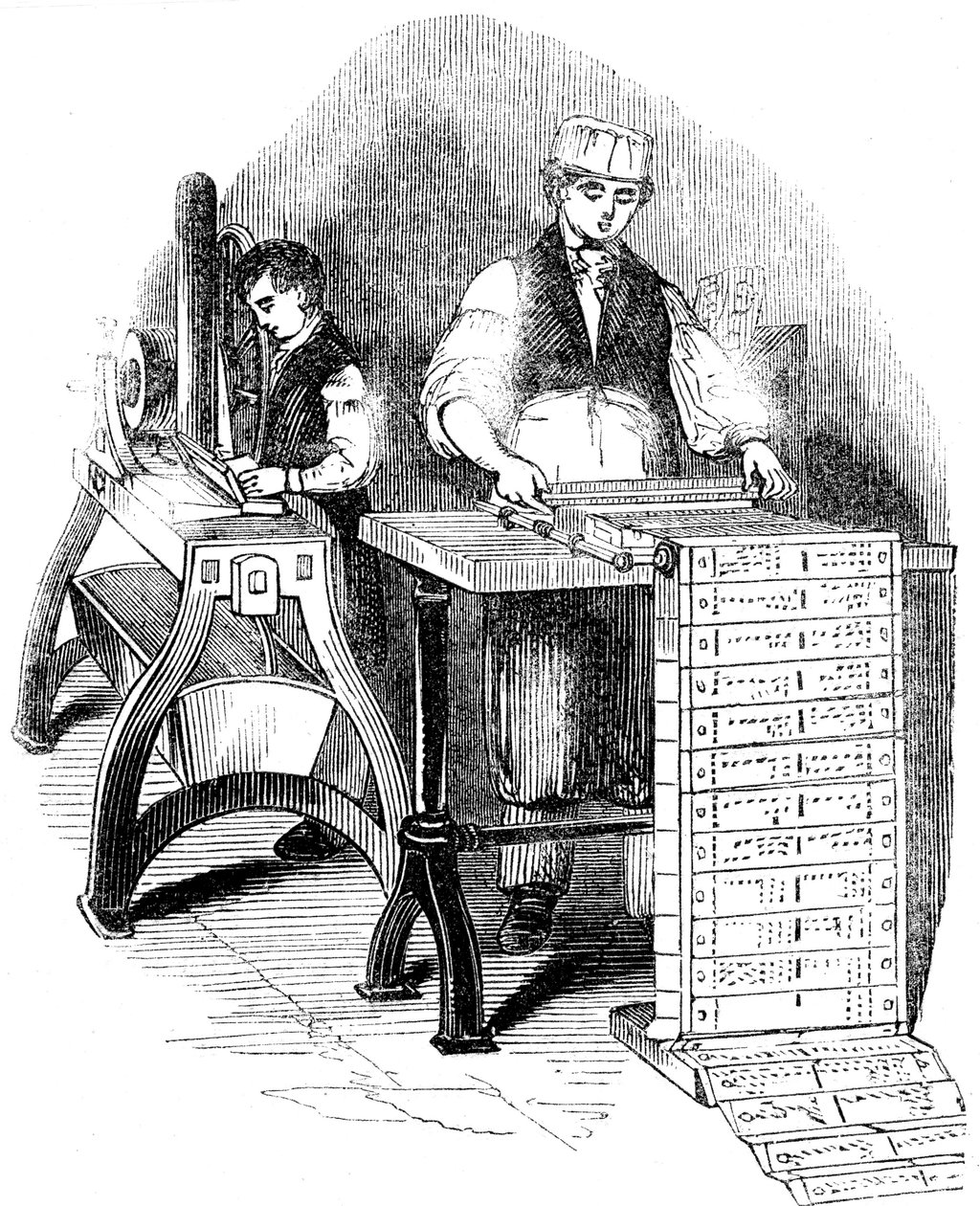 Preparando cartões perfurados para um tear Jacquard, 1844 de Unbekannt