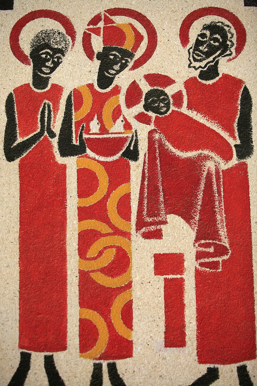 Apresentação de Jesus no templo O fresco da igreja da abadia de Keur Moussa foi desenhado e pintado em 1963 por Dom Georges Saget , Keur Moussa, Senegal de Unbekannt