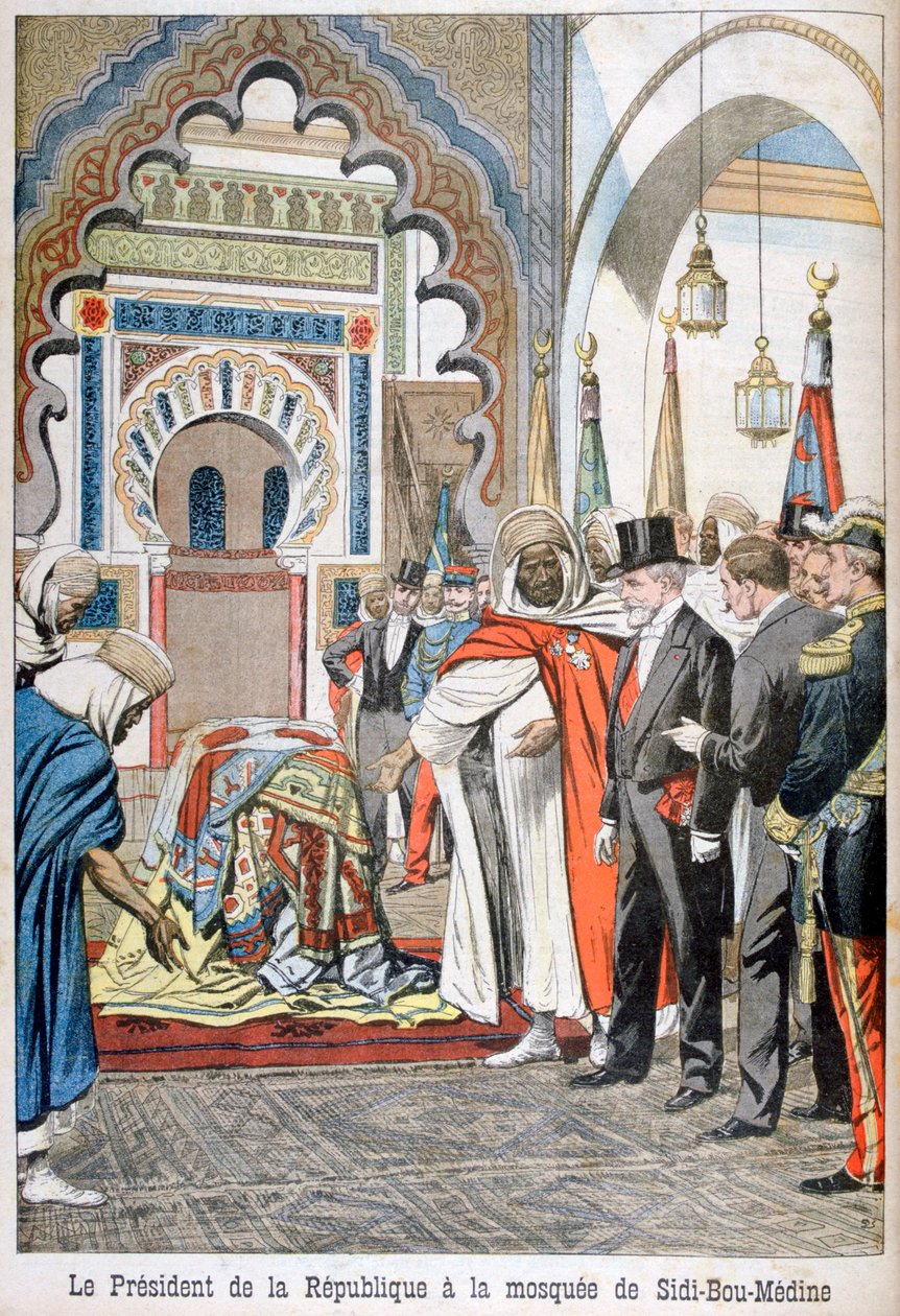 Presidente Loubet em visita à Mesquita de Sidi Bou Medine, Tlemcen, Argélia, 1903 de Unbekannt